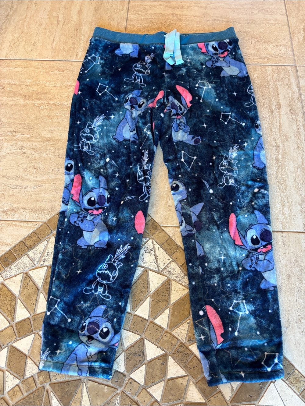 Womens Blue Stitch Galaxy Fleece Pajama Pants